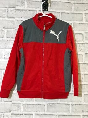 4/$20 Puma Red and Gray Boys' Athletic Jacket with White Logo- size 5